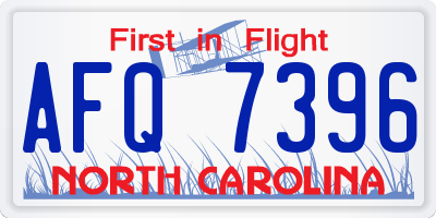 NC license plate AFQ7396