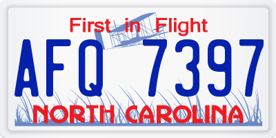 NC license plate AFQ7397