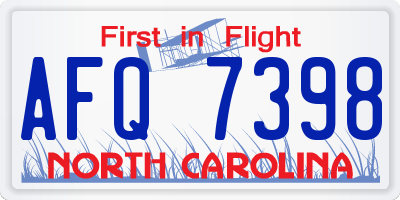 NC license plate AFQ7398