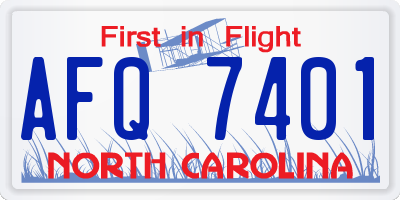 NC license plate AFQ7401