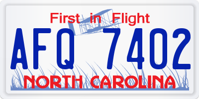 NC license plate AFQ7402