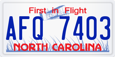 NC license plate AFQ7403
