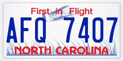 NC license plate AFQ7407