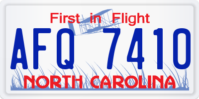 NC license plate AFQ7410