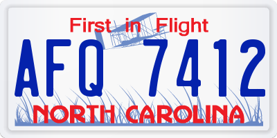 NC license plate AFQ7412