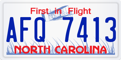 NC license plate AFQ7413