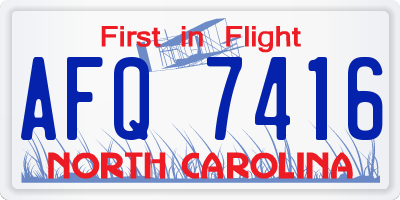 NC license plate AFQ7416