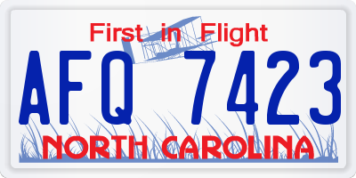 NC license plate AFQ7423