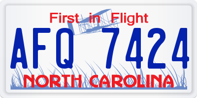 NC license plate AFQ7424