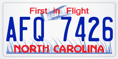 NC license plate AFQ7426