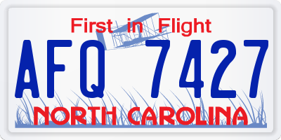 NC license plate AFQ7427