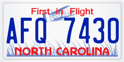 NC license plate AFQ7430