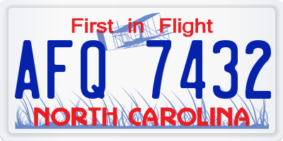 NC license plate AFQ7432