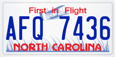 NC license plate AFQ7436