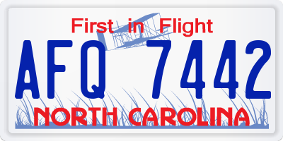 NC license plate AFQ7442