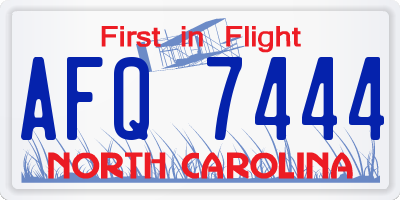 NC license plate AFQ7444
