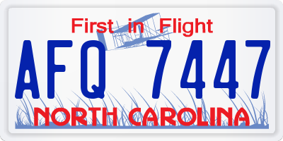 NC license plate AFQ7447