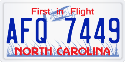 NC license plate AFQ7449