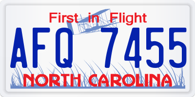 NC license plate AFQ7455