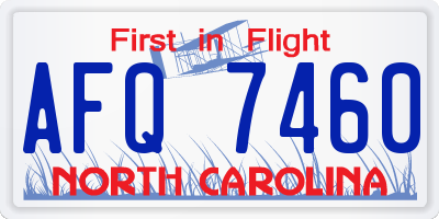 NC license plate AFQ7460
