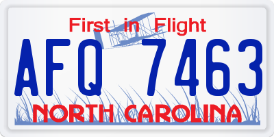 NC license plate AFQ7463