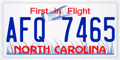 NC license plate AFQ7465
