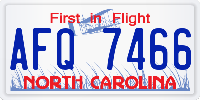 NC license plate AFQ7466