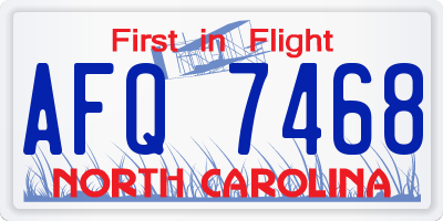 NC license plate AFQ7468