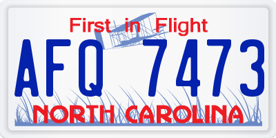 NC license plate AFQ7473