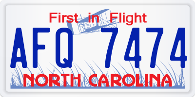 NC license plate AFQ7474