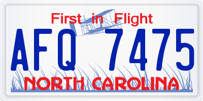 NC license plate AFQ7475