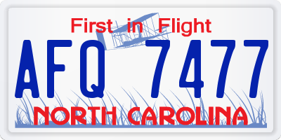NC license plate AFQ7477