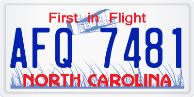 NC license plate AFQ7481