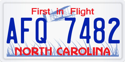 NC license plate AFQ7482