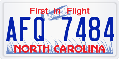 NC license plate AFQ7484