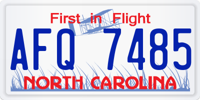 NC license plate AFQ7485