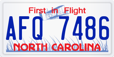 NC license plate AFQ7486