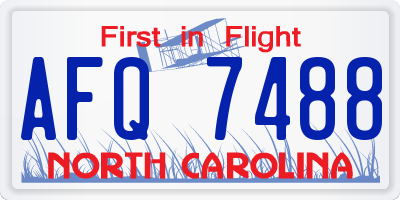 NC license plate AFQ7488