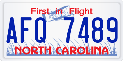 NC license plate AFQ7489