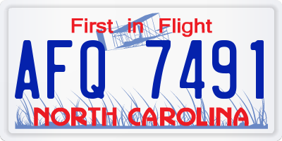 NC license plate AFQ7491