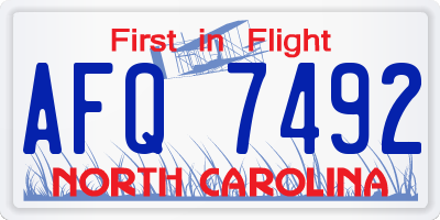 NC license plate AFQ7492