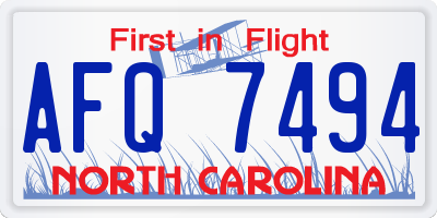 NC license plate AFQ7494