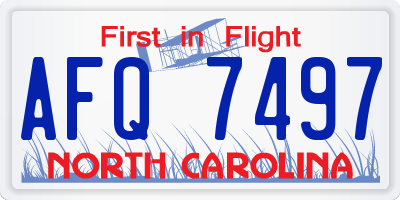 NC license plate AFQ7497