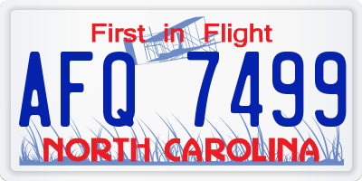 NC license plate AFQ7499