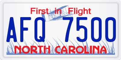 NC license plate AFQ7500