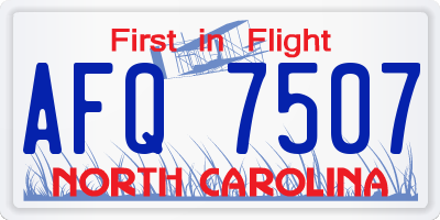 NC license plate AFQ7507