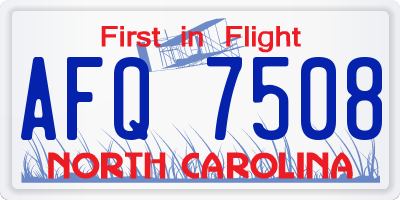 NC license plate AFQ7508