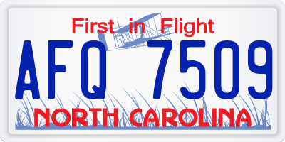 NC license plate AFQ7509