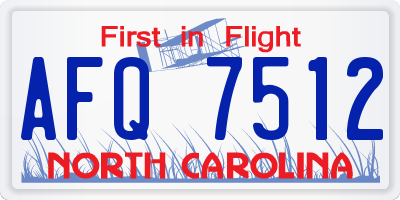 NC license plate AFQ7512