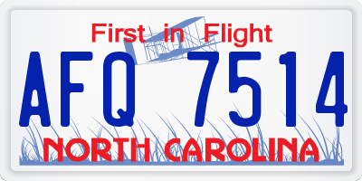 NC license plate AFQ7514